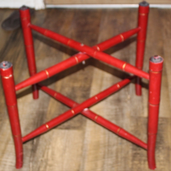 19th Century Scalloped Paper Mache Hand Painted Tray Bamboo Tea Table - Picture 4 of 16